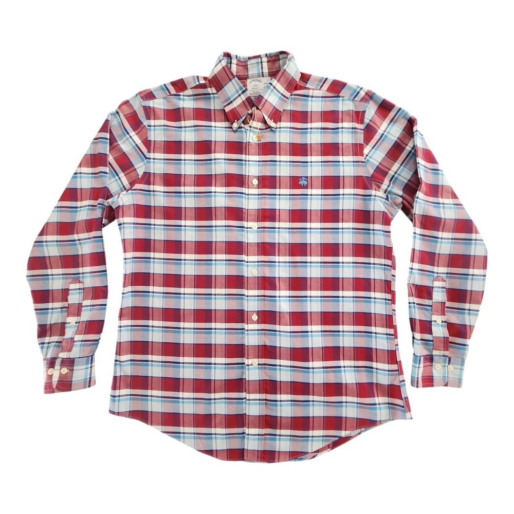 BROOKS BROTHERS REGENT MEN'S COTTON PLAID B-DOWN LONG SLEEVE SHIRT Large NWOT